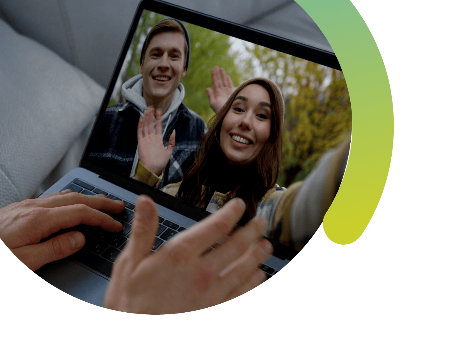 Video call on laptop showing cloud phone system and business voip communication solutions